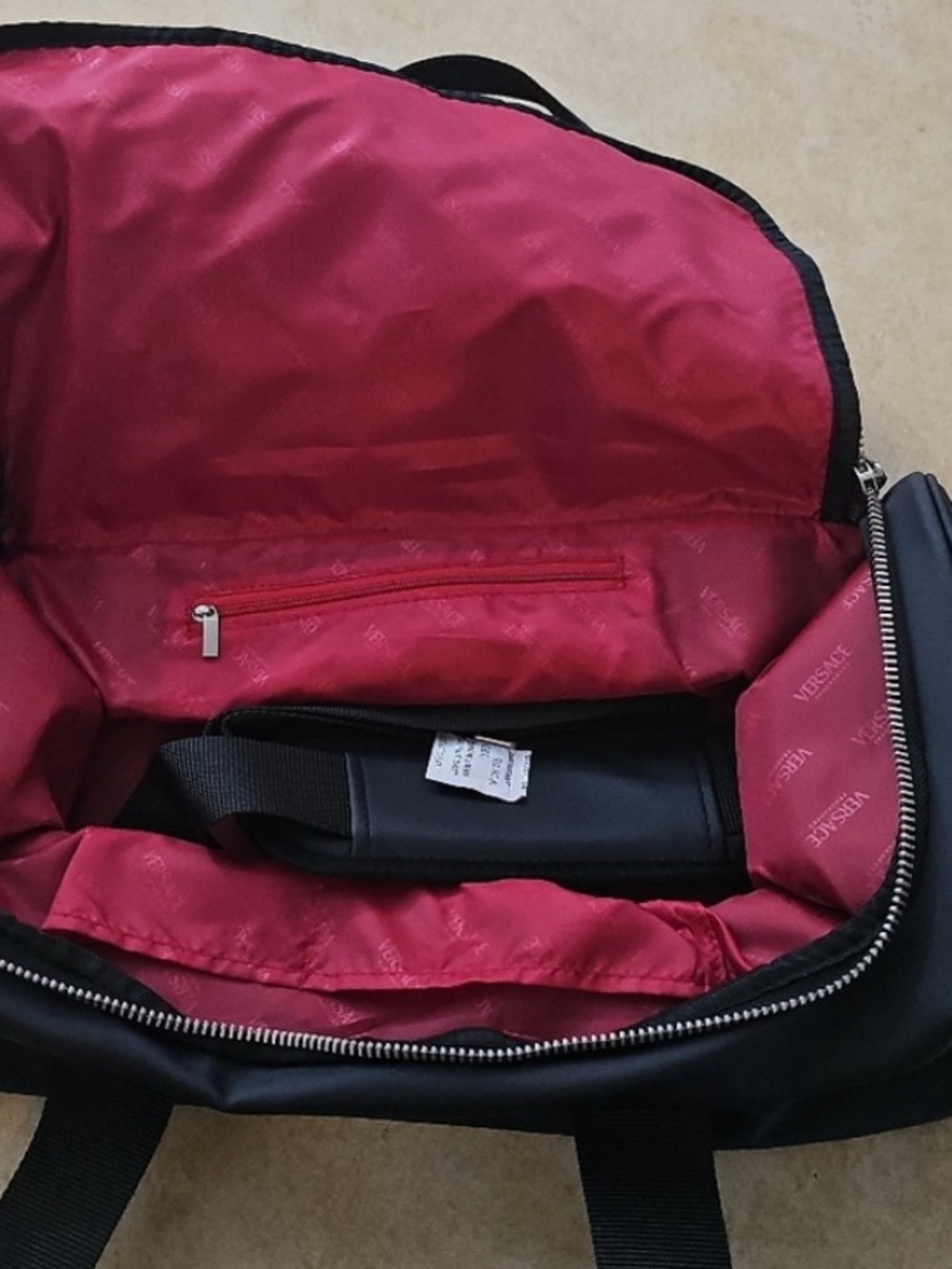 Versace Black Duffel with White Greek Key Detail - Picture 4 of 11